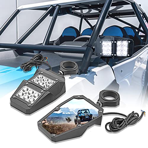 Image of Weisen UTV Mirrors with Light UTV Side Mirrors Fits 1.75 inch - 2 inch Round Tube Roll Bar Break Away SXS Mirror Compatible with Polaris RZR Ranger Maverick X3 Talon Mule Teryx ATV