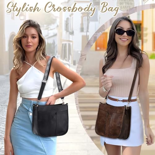 Chase Chic Crossbody Bags for Women, Vegan Leather Hobo Handbags Trendy Ladies Shoulder Bag Purse with 2 Adjustable Straps3