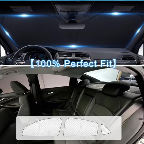 Image of KMF 8pcs Thicken Full Window Sun Shades for Chevy Chevrolet Malibu Accessories 2016-2025,Car Window Covers Sunshade for Windshield Side Rear, UV Block and Blackout Privacy for Car Camping Outdoor