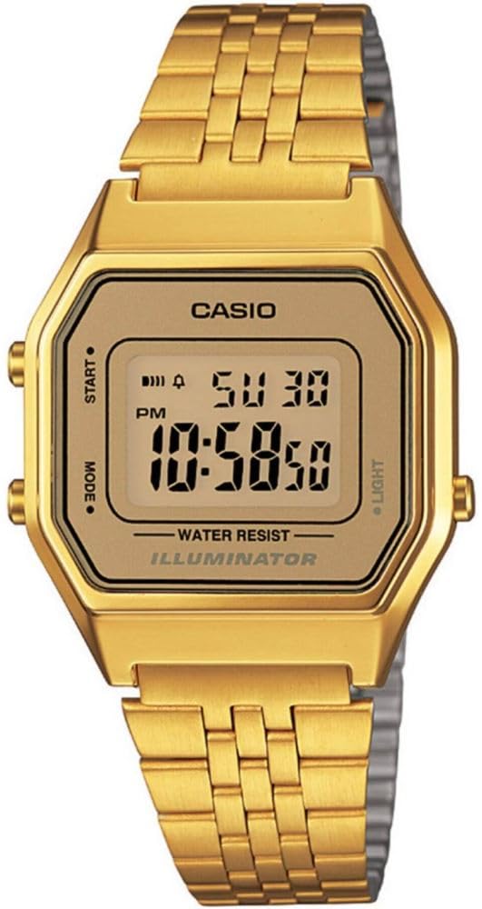 Ladies Mid-Size Gold Tone Digital Retro Watch LA-680WGA-9DF