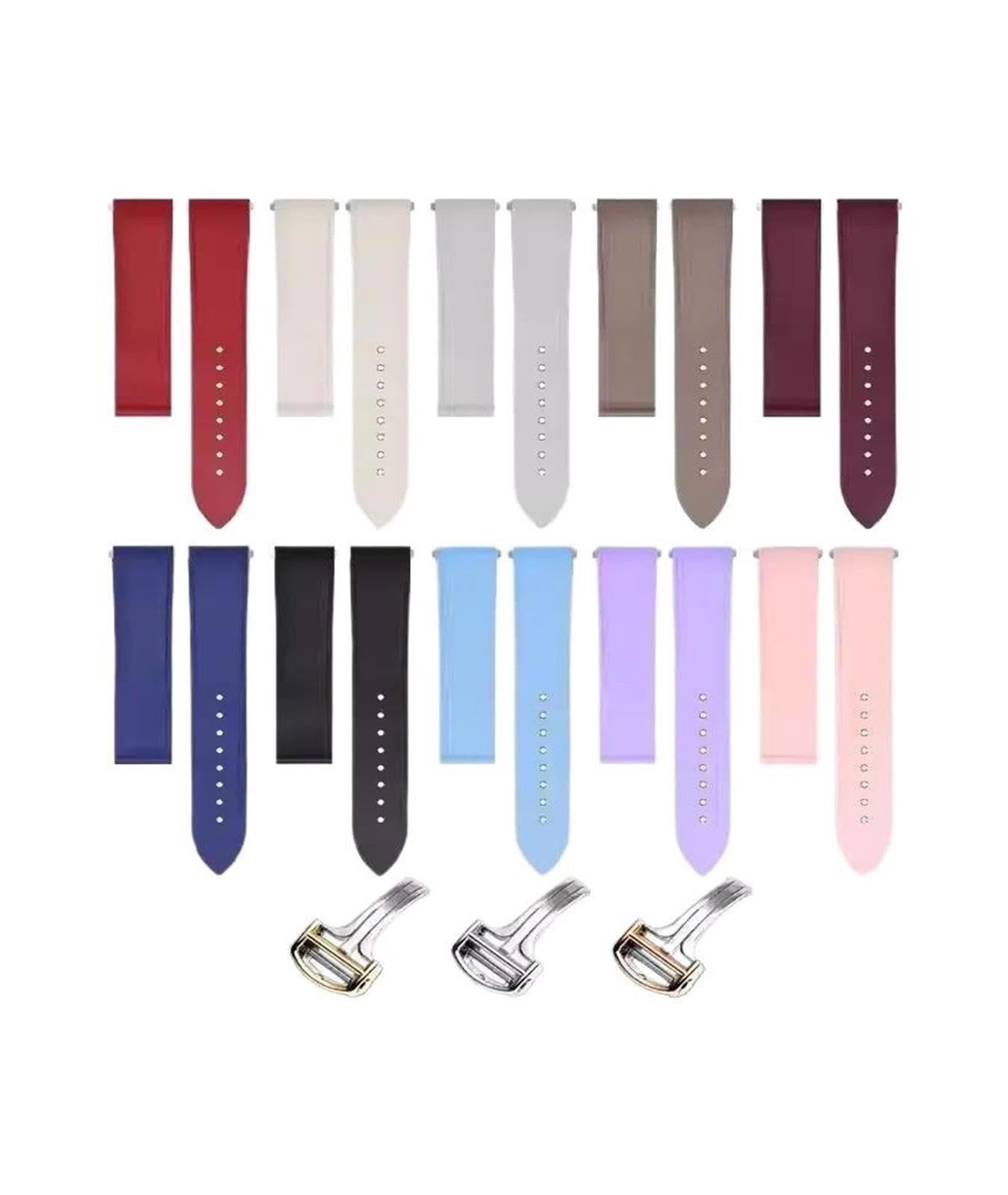 Correa de reloj de goma fluorada de liberación rápida, 19mm, Compatible con Cartier Santos FKM, pieza final de acero inoxidable, correa de muñeca impermeable