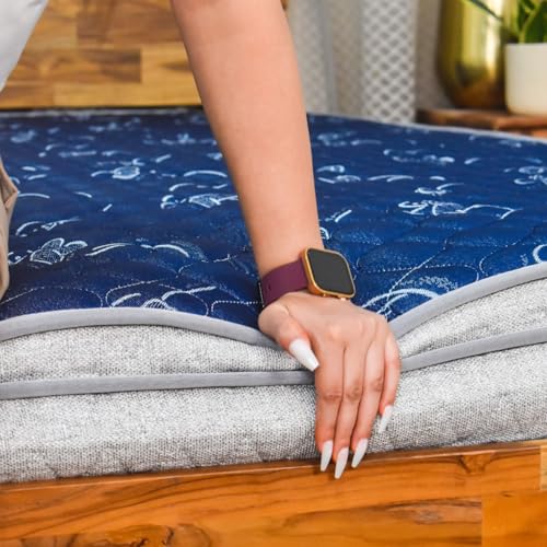 Image of Coirfit LUXURINO Pillow Top with ISPT Tech. 10 Inch King Size Bonnell Spring Mattress 80X72 Inches with 7 Year Warranty | Firm Support Bed Mattress | Hotel Like Bounce | Orthopedic Comfort, Blue