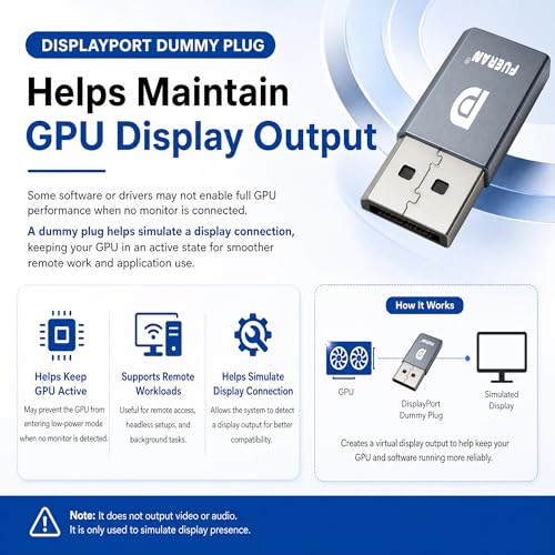 DP Dummy Plug Display Emulator DisplayPort Virtual 4K miniatura 2