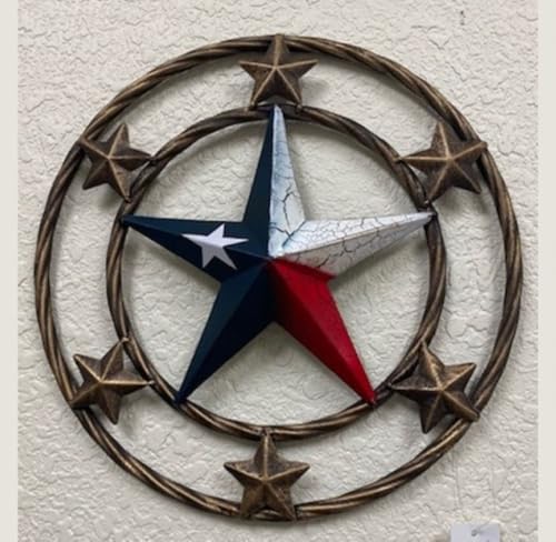 12multicracklestarbarnstarmetallonestarwallartredwhitebluestarwithbronzeringwesternhomedecorranchfarmhousegardenpatiolivingroomgaragehandmadeitemeh12072 Urban Country Home Decor 12 multi crackle star barn star metal lone star wall art red white blue star with bronze ring western home decor ranch farmhouse garden patio living room garage handmade item eh12072 urban country home decor