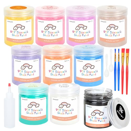 ZHBWOW Washable Chalk Paint Kit - 10 Colors Non-Toxic Powder​​