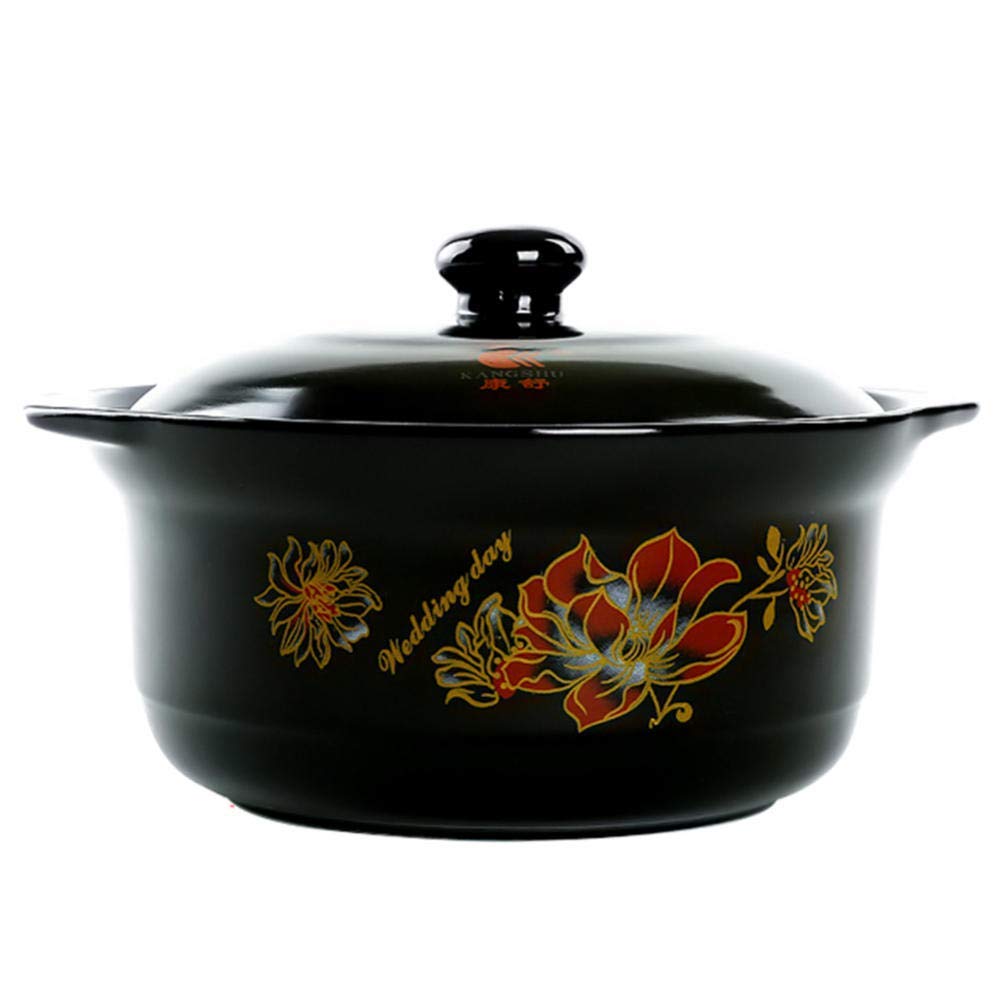 Cazuela de cerámica con tapa de 1.8L para sopa y estofados caseros