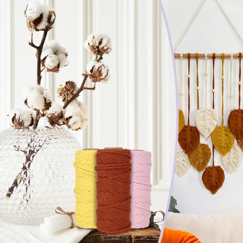 Tutamaz 12er Set Makramee Garn 3mm x 30m, bunte Baumwollkordel für DIY, Boho Deko, Traumfänger & Hochzeitsdekoration – Bild 5