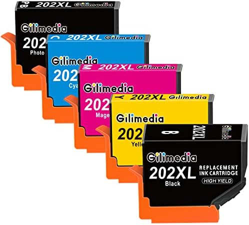 GILIMEDIA 202XL Ink Cartridges, 5 pack for Epson 202 XL 202XL Ink Cartridges Multipack, for Epson Expression Premium XP-6105 XP-6100 XP-6000 XP-6005 XP-6001 XP6105 XP6100 XP6000 XP6005 XP6001 Printer