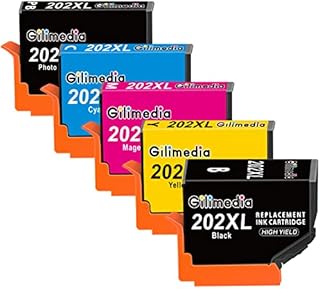 GILIMEDIA 202XL Ink Cartridges, 5 pack for Epson 202 XL 202XL Ink Cartridges Multipack, for Epson Expression Premium XP-6105 XP-6100 XP-6000 XP-6005 XP-6001 XP6105 XP6100 XP6000 XP6005 XP6001 Printer