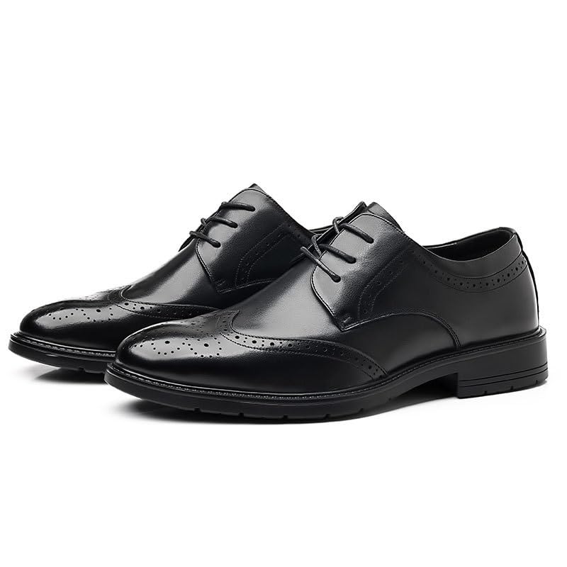 Men's Classic Oxford Shoes Lace-Up Formal Tuxedo Derby Fashion Leather Low Heel Business Casual Dress Shoes