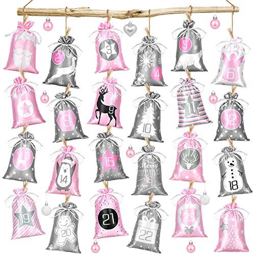 GUJOXILA Adventskalender Zum Befüllen - 24 Stoffsäckchen 15x10cm Blau