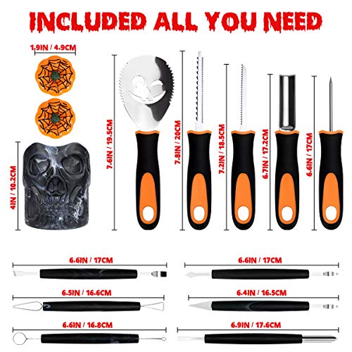 Pumpkin Carving Kit, 24 PCS Pumpkin Carving Kit Knife Tools for Adults with 10 Stencils Patterns, Professional Heavy… - Image 3