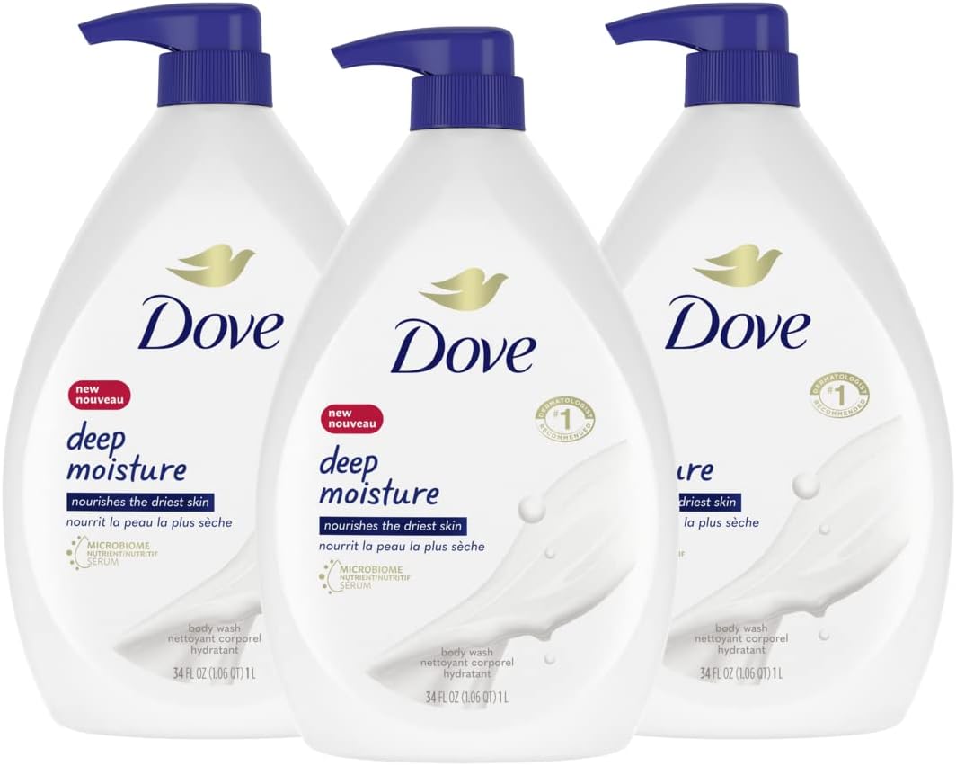 Body Wash with Pump with Skin Natural Nourishers for Instantly Soft Skin and Lasting Nourishment Deep Moisture Cleanser That Effectively Washes Away Bacteria While Nourishing Your Skin 34 oz 3 Count