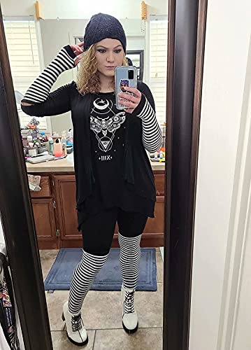 Mesyo Goth Gloves Fingerless Long Arm Warmer Knit Thumbhole Stretchy Gloves4