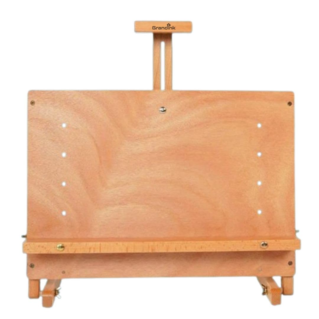 Grandink Drawing Board Easel, Solid Beech Wood Tabletop H-Frame Adjustable Easel Artist Drawing & Sketching Board for Artists, Teens & Painters (Holds Canvas up to 23 Inch)