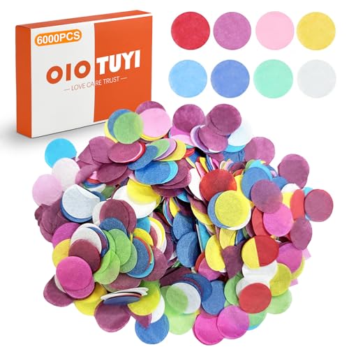 OioTuyi 6000 Stück Konfetti Groß Bunt Pastell Rosa: Runde Mehrfarbige Papier, Seidenpapier & Transparentpapier Deko für Hochzeit, Geburtstag, Party & Basteln (50g)