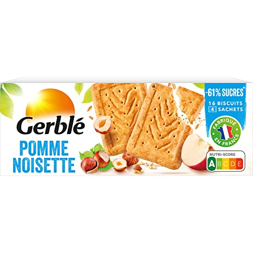 Gerblé Biscuits Pomme Noisette – Croustillants et allégés en sucres, source de vitamines B1, B9 et E, très pauvres en sel, 230g