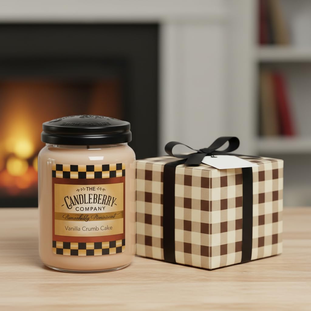 Candleberry Candles Vanilla Crumb Cake | Strong Fragrances for Home | Hand Poured in The USA | Highly Scented | 135 Hour Burn Time | Large Jar