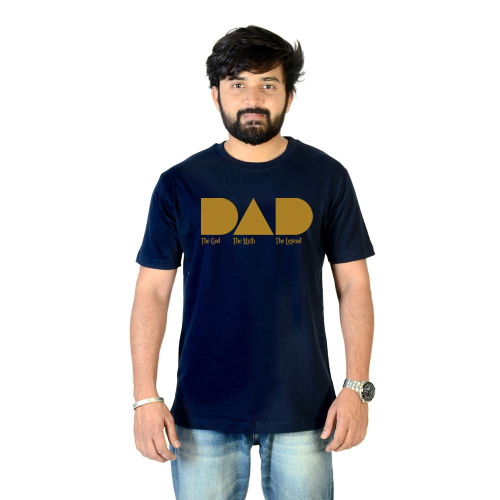 ChiraiyaaHalf Sleeves Stylish Cotton T-Shirt for Mens (Dad, The God, The Myth, The Legend, Happy Fathers Day, Printed, Trend, New, Typography)