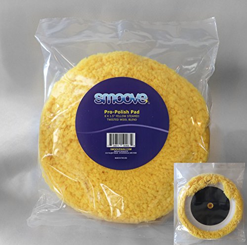 Smoove Pro-Polish Wool Polishing Pad 8 Inch, Compound Polishing Buffer Pad for Marine and Automotive, Steamed Wool Blend, Boat & Car Buffing Pads for Superior Finishing