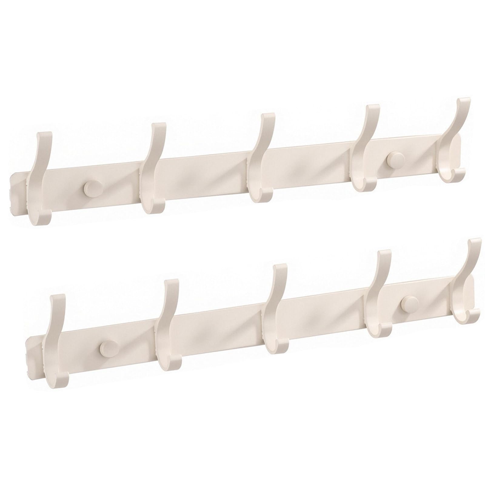 AmzDaKai 2 Pack Coat Racks Wall Mounted, Coat Hooks Hanger Wall Double Hook, Heavy Duty Rust-Proof Coat Rack Robes, Clothes, Bags, Hat, Bathroom, Bedroom, Kitchen (White)