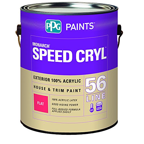 Acrylic Paint, White, Flat, 1 gal, Speed Cryl, Exterior Paint for House and Trim