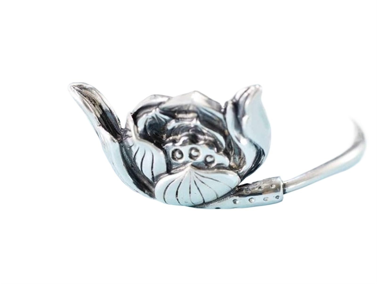 Bracciale in argento, bracciale rigido alla moda, bracciale rigido in argento vintage S990 in stile cinese Bracciale in argento tailandese in stile etnico Buddha us Bracciale aperto con boccioli di fi