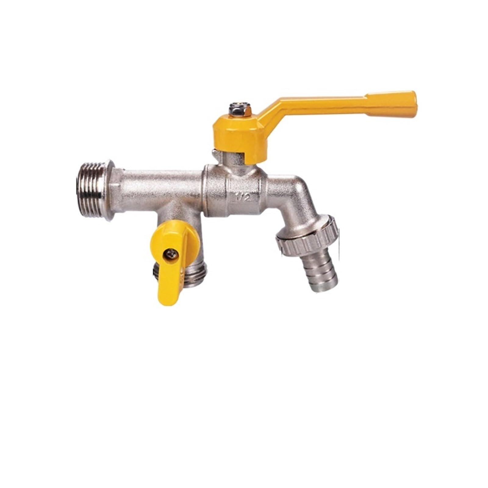 Zewnętrzny podwójny kran zewnętrzny wąż ogrodowy adapter do kranu 1/2 cala złącze zbiornika IBC 1-drożny 2-drożny kran mosiężny (kolor: A)