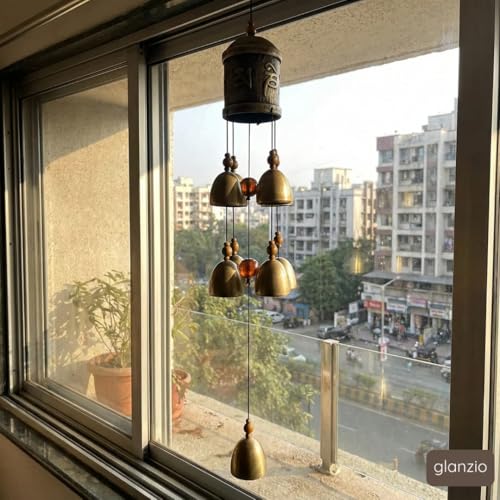 Image of Window Hanging Blessing Bell for Home | Spiritual Decorative Bell for Positive Energy, Healing Vibes & Protection | Metal Wind Chime for Good Luck & Peaceful Ambience