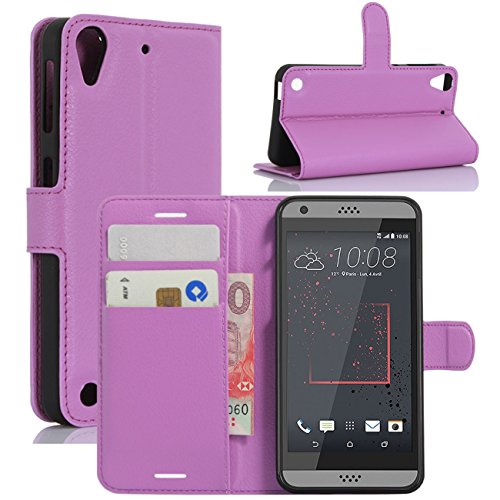 HTC Desire 530 Case, Desire 630 Case, Desire 555 Case, Desire 550 Case, Fettion Premium PU Leather Wallet Flip Phone Protective Case Cover for HTC Desire 530/630 / 555/550 Smartphone (Purple)