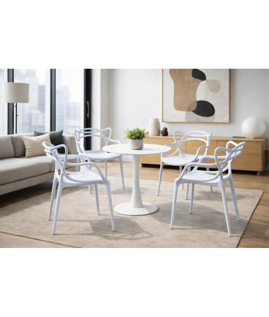 PEGANE Lot de 4 Chaise Forme Papillon en polypropylène Coloris Blanc - Longueur 55 x Profondeur 55 x Hauteur 83 cm