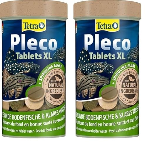 Tetra Pleco XL Tablets – Nährstoffreiches Fischfutter für alle größeren pflanzenfressenden Bodenfische mit unterständigem Maul, 133 Tabletten Dose (Packung mit 2) Tetra Pleco XL Tablets – Nährstoffreiches Fischfutter für alle größeren pflanzenfressenden Bodenfische mit unterständigem Maul, 133 Tabletten Dose (Packung mit 2)
