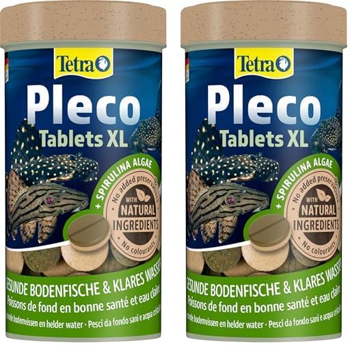 Tetra Pleco XL Tablets – Nährstoffreiches Fischfutter für alle größeren pflanzenfressenden Bodenfische mit unterständigem Maul, 133 Tabletten Dose (Packung mit 2)