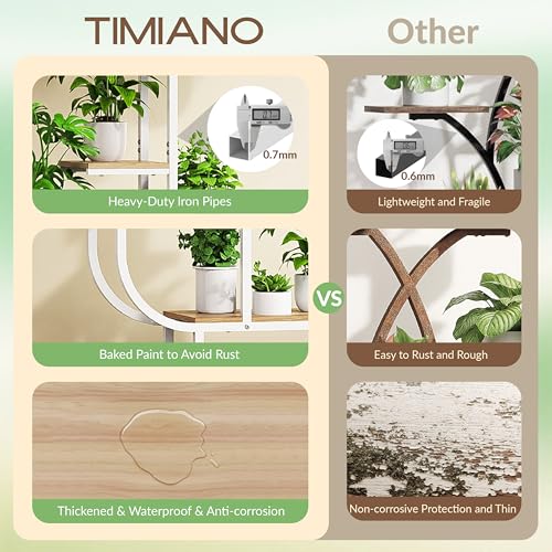 Image of White Plant Stand, 7 Tier Tall Plant Shelf with Grow Light, Large Curve Shaped Lighted Plant Stand for Multiple Plants, Indoor Home Decor Display Rack