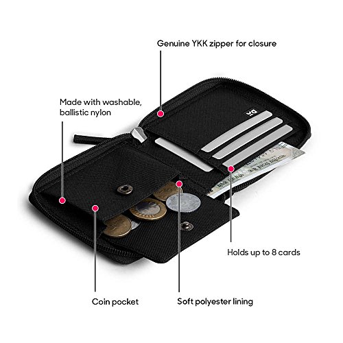 Image of DailyObjects Women's Zip Wallet | Made with Vegan Leather Material | Carefully Handcrafted | Holds up to 8 Cards | Slim and Easy to Fit in Pocket | Coin Pocket with Button Closure