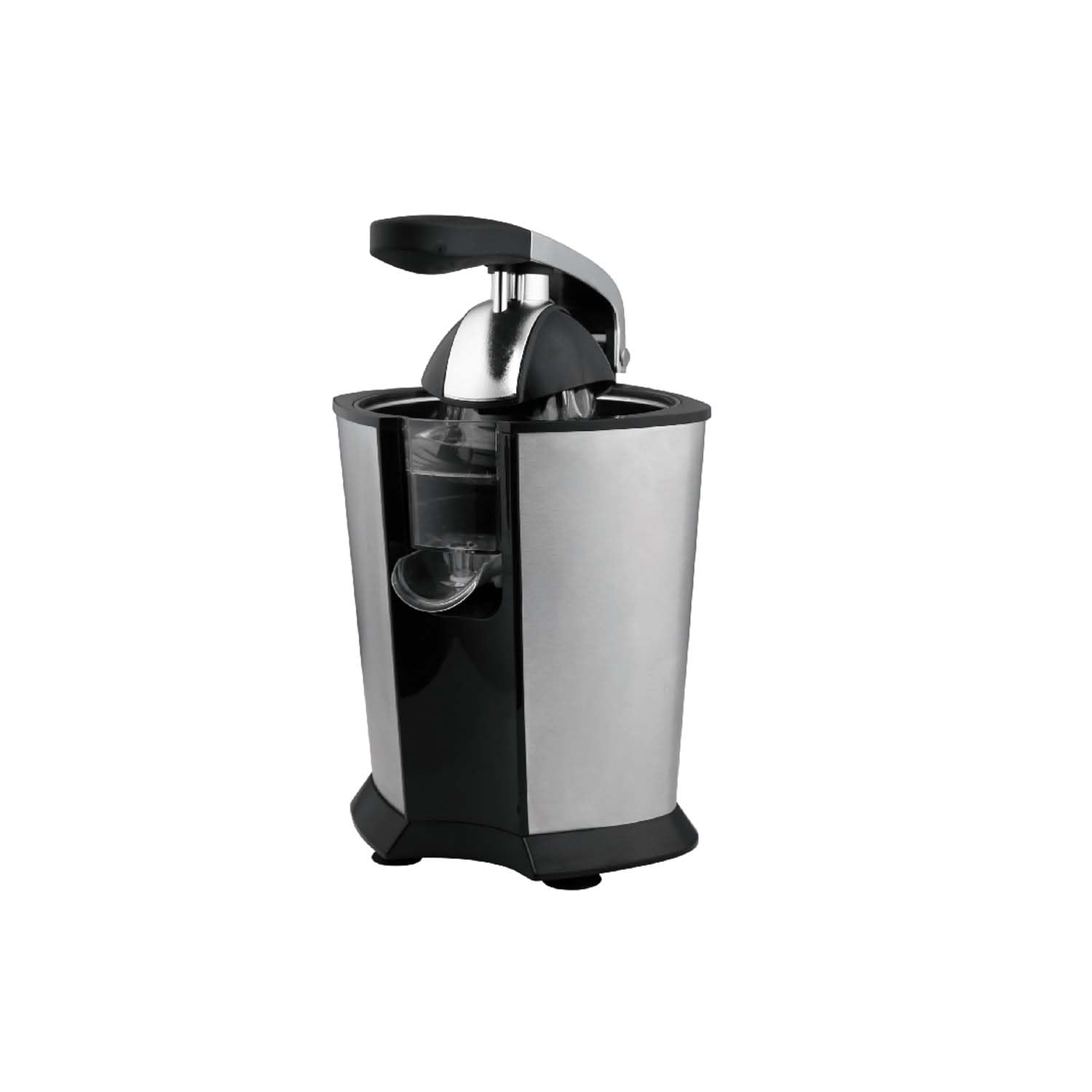 Wintem Presse-agrumes électrique en acier inoxydable noir – Idéal pour presser rapidement et sans effort les citrons, oranges et autres agrumes avec 2 cônes différents de pressage – Facile à nettoyer