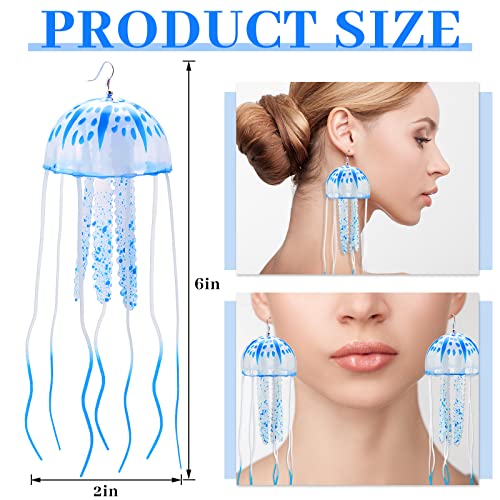 2 Pcs Glow Earrings Jellyfish for Summer Night Party Dangle Drop Weird Earrings Light up Glow in the Dark Christmas Party Decoration3