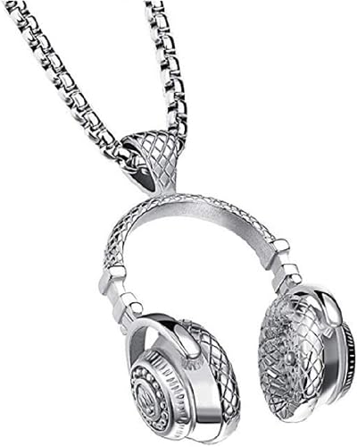 Collana - Cuffie - Auricolari - Musica - DJ - Disco - Rock - Vintage - Idea  Regalo - Colore Argento : Amazon.it: Gioielli