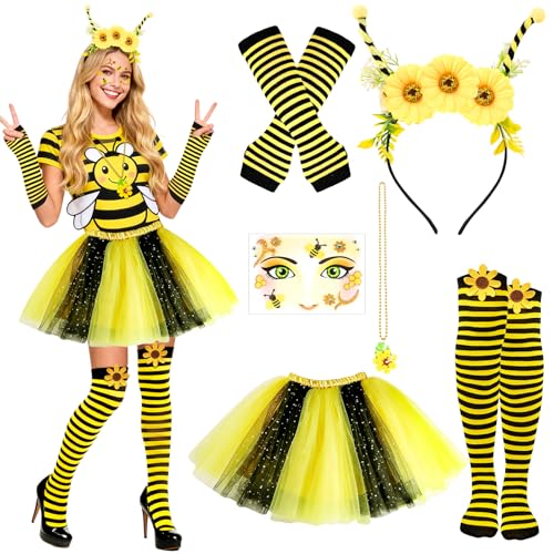 6pcs Bee Costume Women with Black and Yellow Tutu...