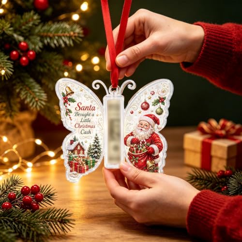 Christmas Cash Gift Ornament - Butterfly Money Holder with Acrylic，C - image 7