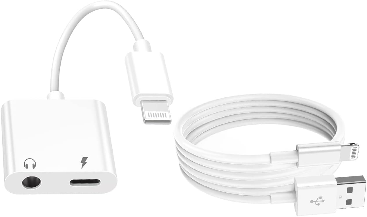Adaptateur Lightning 2 En 1 Vers Jack D'écouteur 3,5 Mm, [Certifié Apple MFi] Adaptateur Pour