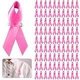 Halatool 100 PCS Breast Cancer Awareness Pink Ribbon Pin Breast Cancer Gifts for Women Girls Charity Public & Social Event Public Welfare Party Supplies Memorials Activity