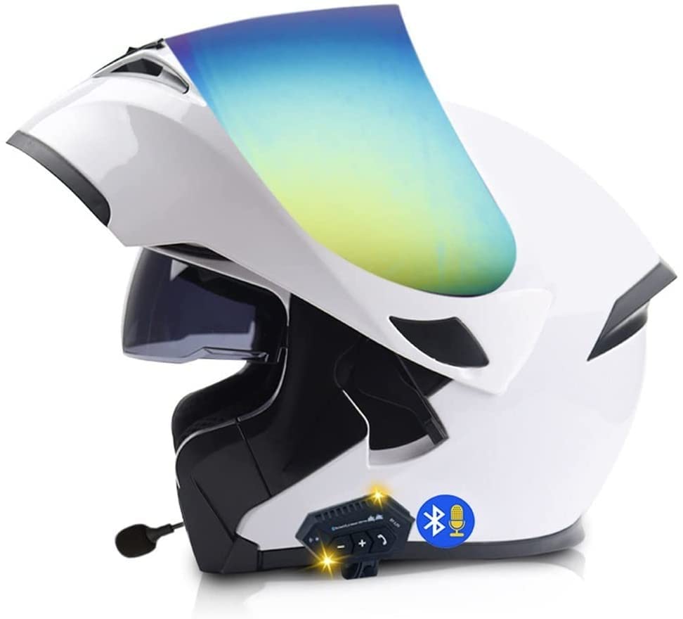 Casque de moto Bluetooth intégral modulaire noir mat avec double visière