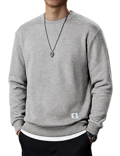 Casual Fleece Crewneck Pullover Sweatshirts Warm Winter Fall Geometric Texture Long Sleeve Sweater