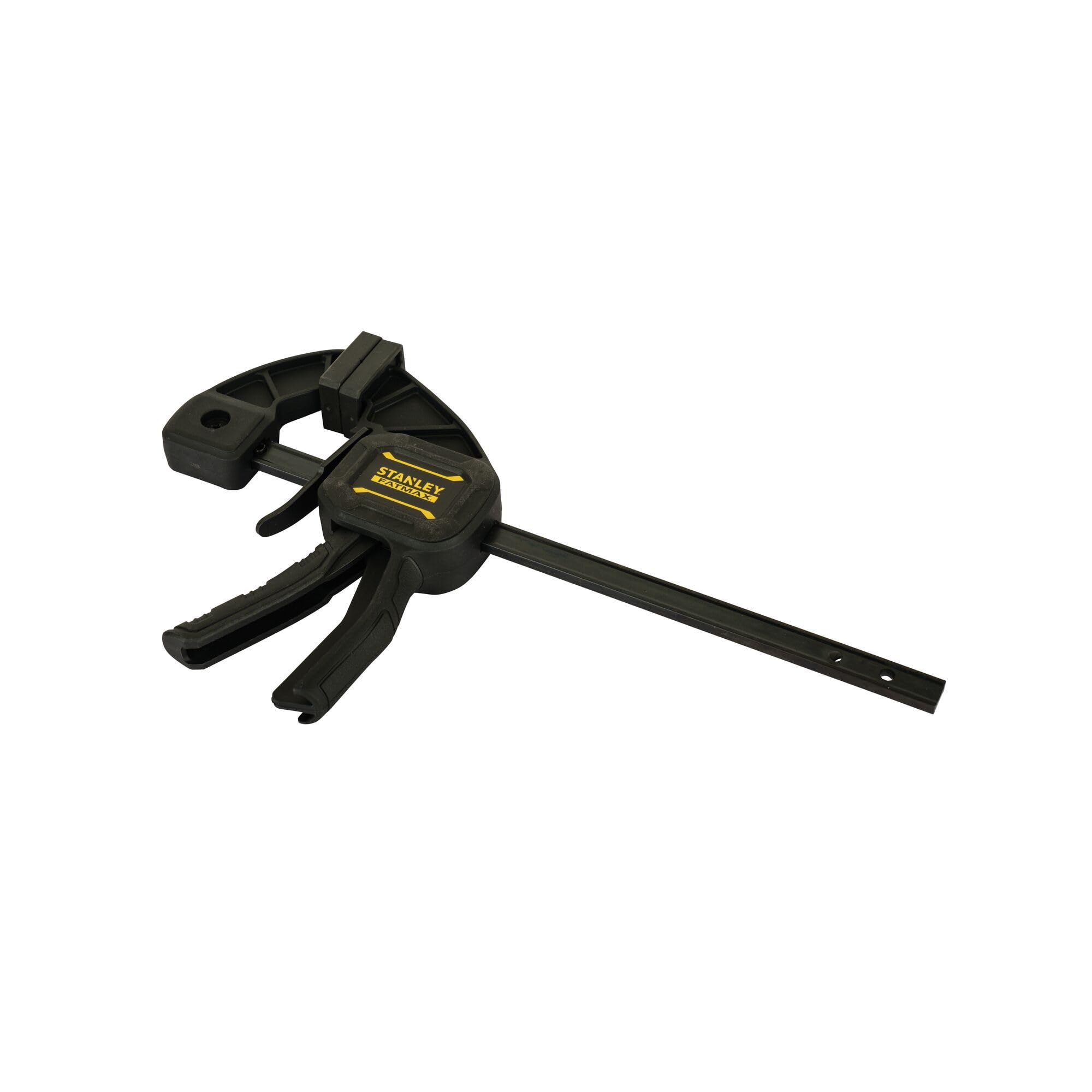 STANLEY FATMAX Sargento Monomanual M, Capacidad 150mm, Fuerza 45kg, Trabajo de Precisión, Zapatas Protectoras Desmontables, Ranura en V para Tubo, Carril de Acero, FMHT0-83232