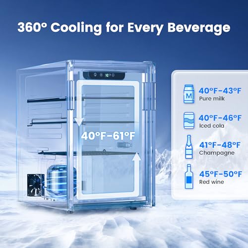 Wine Cooler, 26 Bottle 95 Can Mini Wine Fridge with Clear Glass Door for Beer Soda Water Drink, Small Wine Cellar Beverage Refrigerator for Bedroom Office Home Bar Dorm, 2.6 Cu.Ft - Image 4