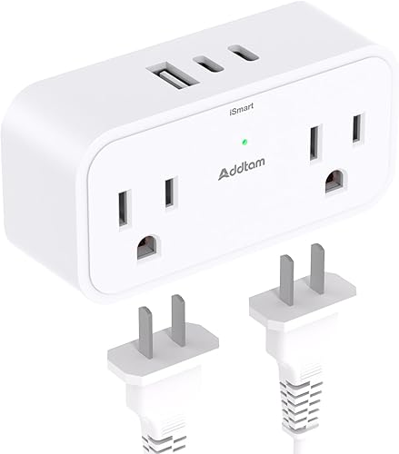 Extensor de salida de protección contra sobretensiones, divisor de enchufes múltiples con 4 tomas eléctricas, 3 puertos USB (2 USB C de 3 caras,