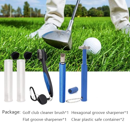 VIPMOON Golf Clean Tool Set,Retractable Golf Club Brush and 2 Golf Club Groove Sharpener for U & V-Grooves - Image 2