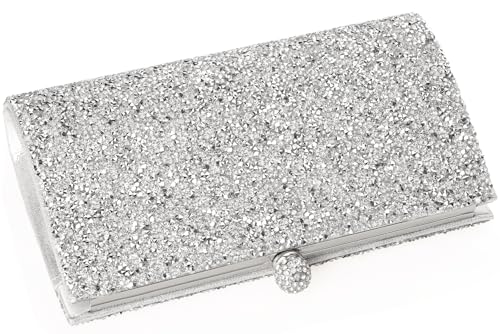 Image of MOJISOLO Rhinestone Clutch Purse for Women,Crystal Evening Bag Wedding Prom Party,Shoulder /Crossbody handbag Silver