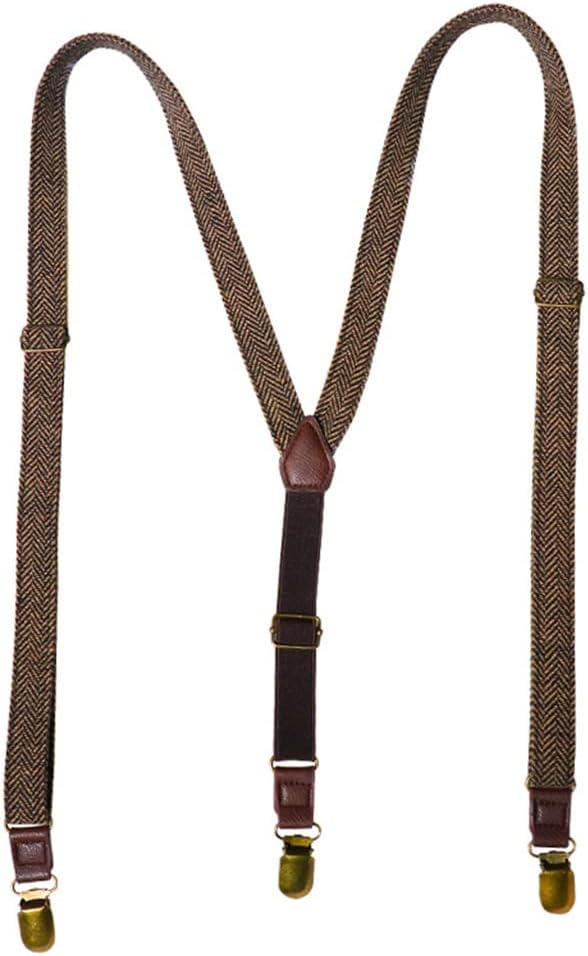 Herringbone Pattern Men's Suspender Clip Trousers Universal Three Men And Women Suspenders